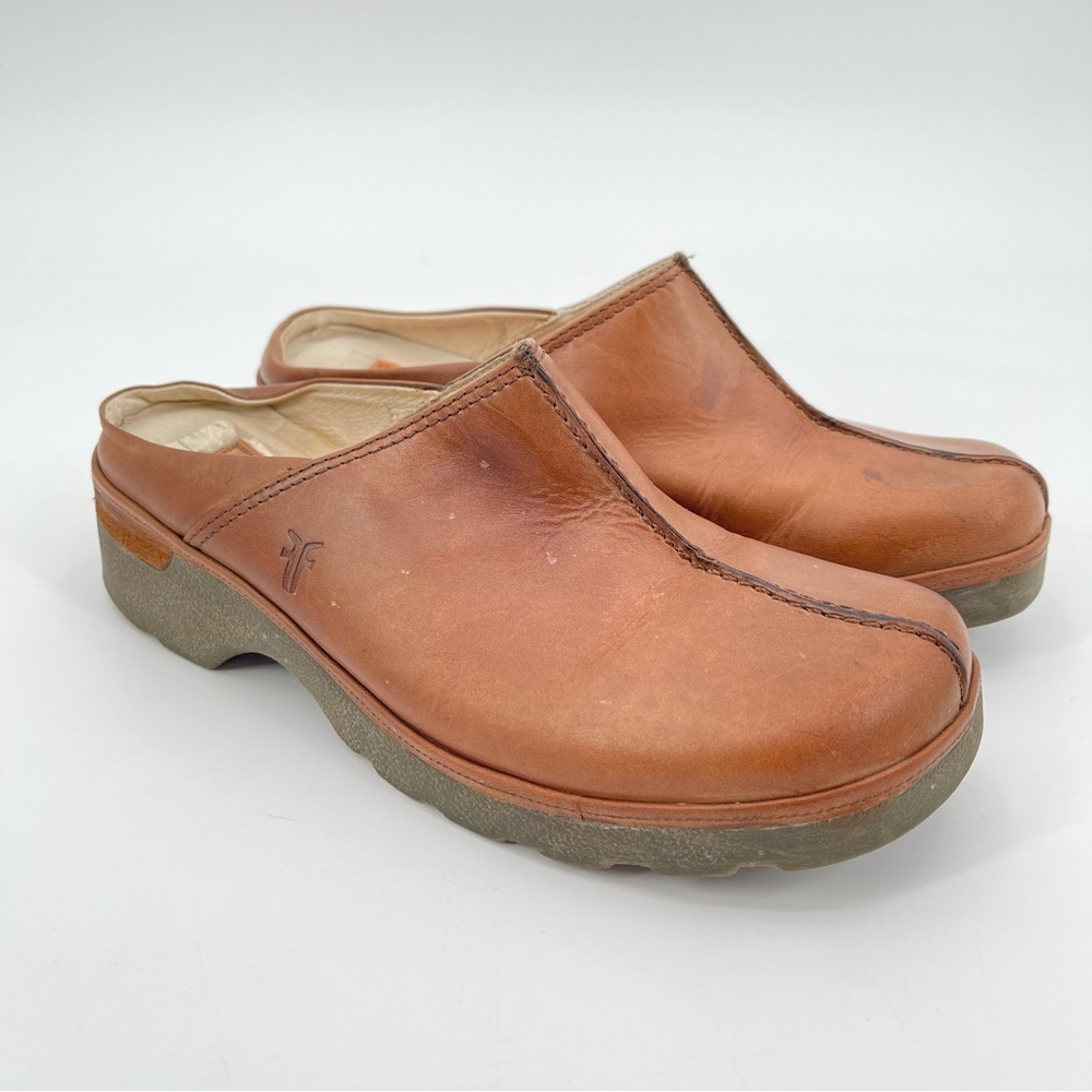 Frye scout mules brown leather size 7.5